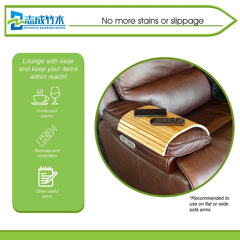 product customized color bamboo tray table foldable lacquer finish sofa armrest tray for living room for serving food on couches-8