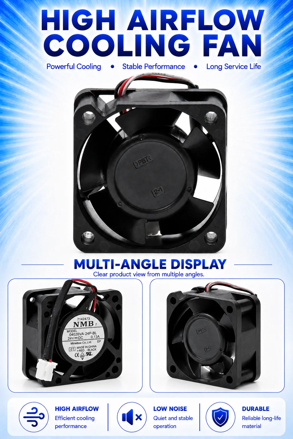 Speed Brushless Axial Fan, 4020, NMB, 04020VA-24P-BL, 24V - detail 6