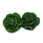 Natural green jade carving pendant lucky charm rose flower pendant