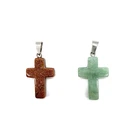 Pendants Pendant Natural Crystal Cross Shaped Necklace Gemstones Stone Pendants For DIY Gift