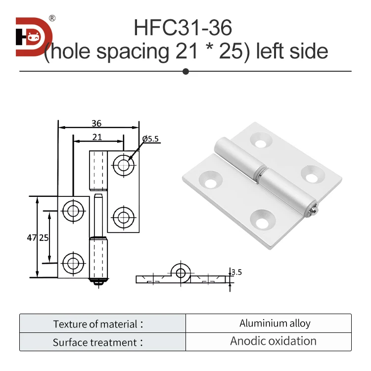 Detachable Aluminum Hinge HFC31-62 Aluminum Profile Hinge HHPNLR8 Drawer Cabinet Door Available in Quick Release Type factory