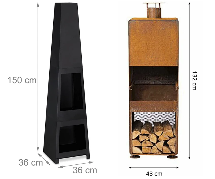 Homeuse Big Ss Cooking Rustic Corten Steel Fireplace Wood Burner Free