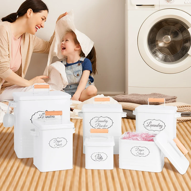 Wholesale Laundry Accessaries Custom Made Washing Powder Storage Bucket Sealing with Lid Laundry Beads Storage Container