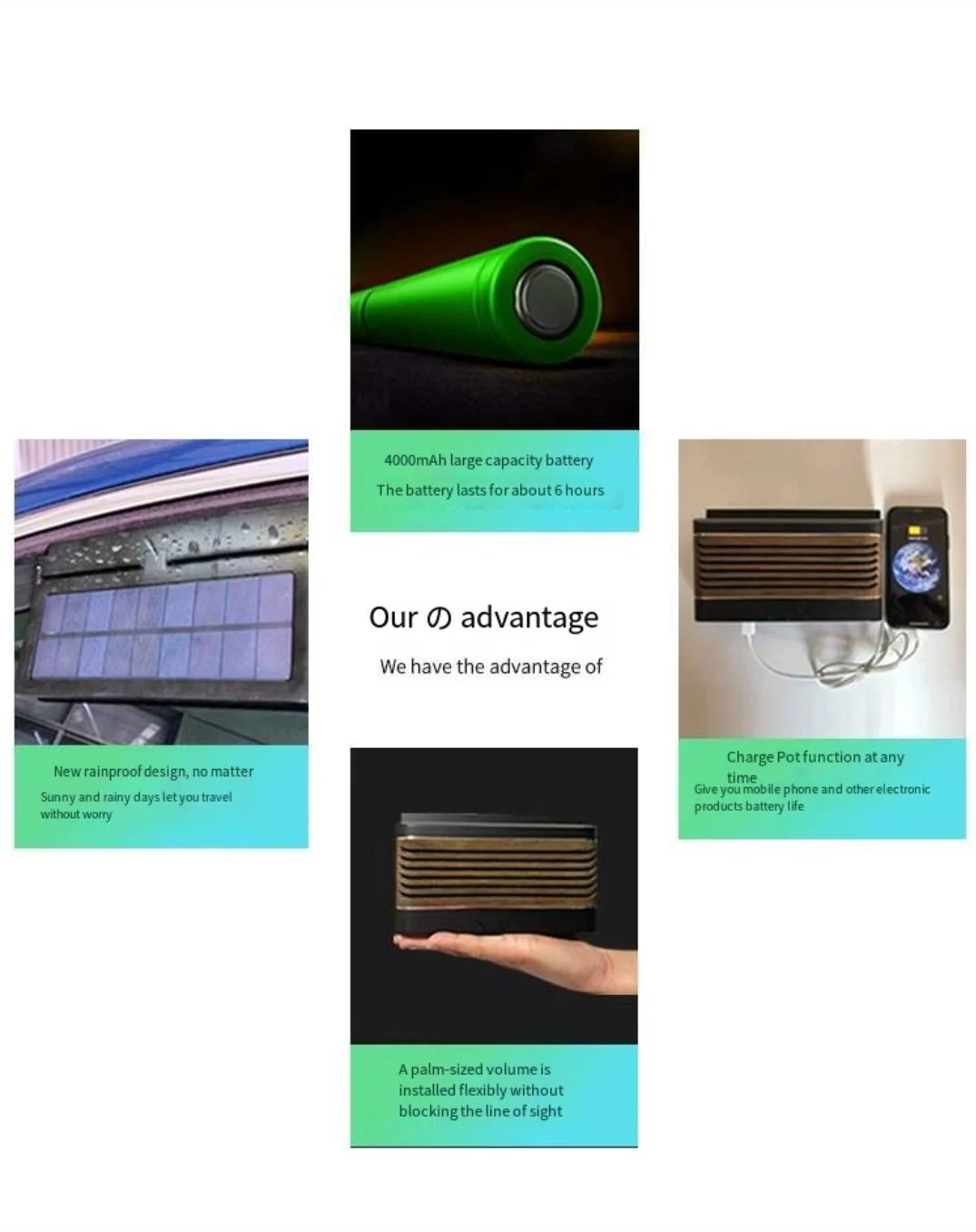 Usb Charging Ventilation Fan, Solar, 25 W, ABS - detail 8