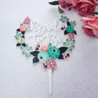Wedding Topper Newest Design Gold Mirror Happy Anniversary Flower Print Wedding Acrylic Cake Topper