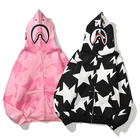Fleece Factory Outlet Bape Shark Hoodie Star Print Add Wool Fleece New Styles For 2021
