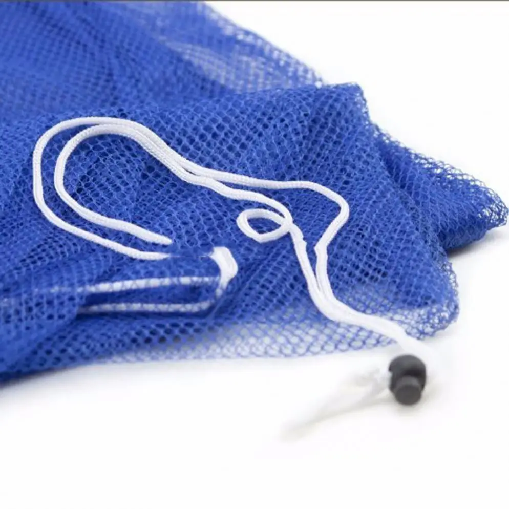 High quality mesh gym sack packaging drawstring blue soccer football net beach toy bag for gym
