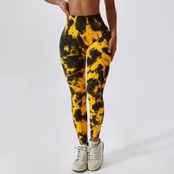 YIYI Stock High Waist Activewear Yoga Tight Workout Lady Seamless Tiktok Women Fitness Tie Dye Scrunch Butt legging
