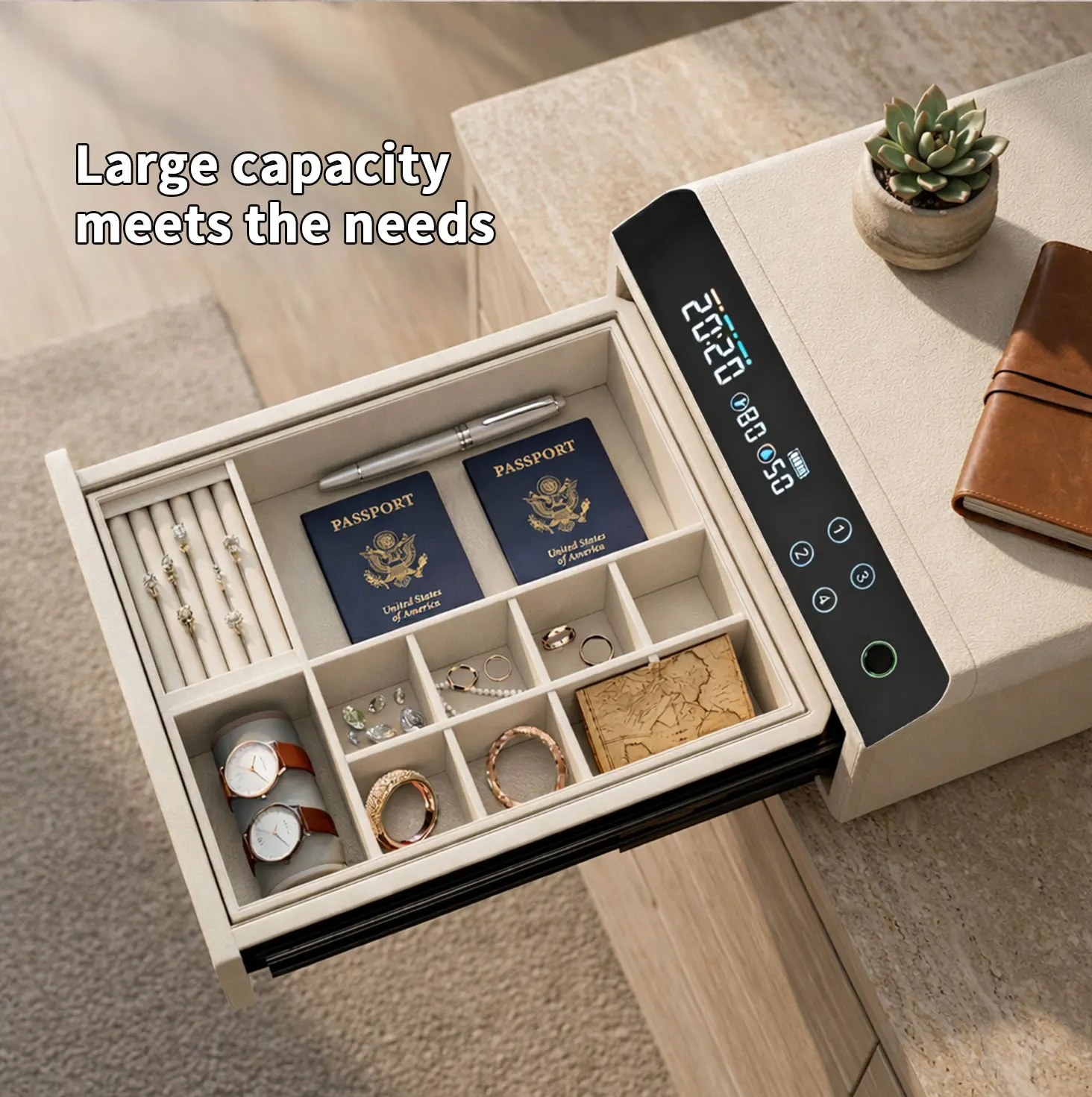 dr 1274 ft ceqsafe smart 4 layers high capacity home office car luxury leather jewelry safe intelligent fingerprint safe box-9