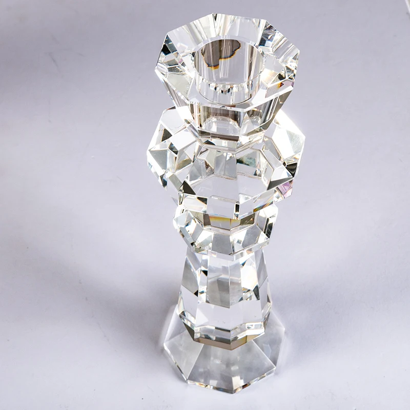 product small bridge polygonal wedding center decoration glass candle holder furniture decoration christmas crystal candle holder-7