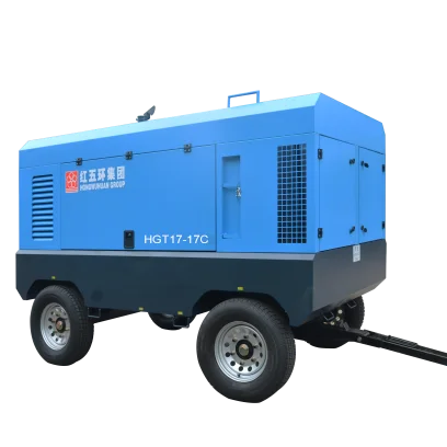 Hongwuhuan HGT17-17 Diesel Rotary Screw Air Compressor Truck Tires 12 Bar Working Pressure Lubricated Stationary Mines