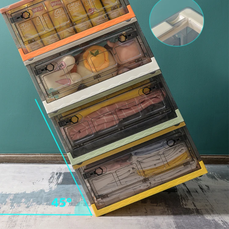 Clear Foldable Drink Organization Storage Box Large Capacity Box with Lid