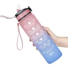Sport K B Portable Plastic Gradient Color Frosted Gym Sport Outdoor Straw Water Bottle Space Cup