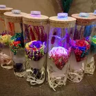 Gift Eternal Flowers Dried Flowers Preserved Fresh Flower Live Rose Glass Dome Gift Box