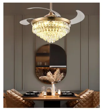 Bada Crystal Fan Lamp Remote Control Living Room Bedroom Decorative  Modern Luxury Fan Light Led Light Fans Ceiling