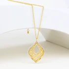 Gold Pendant Silver Vintage Gold Plated Leaf Shape Hollow Pendant Necklace With Silver Plated Necklace