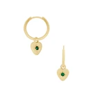 Charm Earrings S925 Sterling Silver INS Heart-shaped Charm Emerald Zircon Earrings