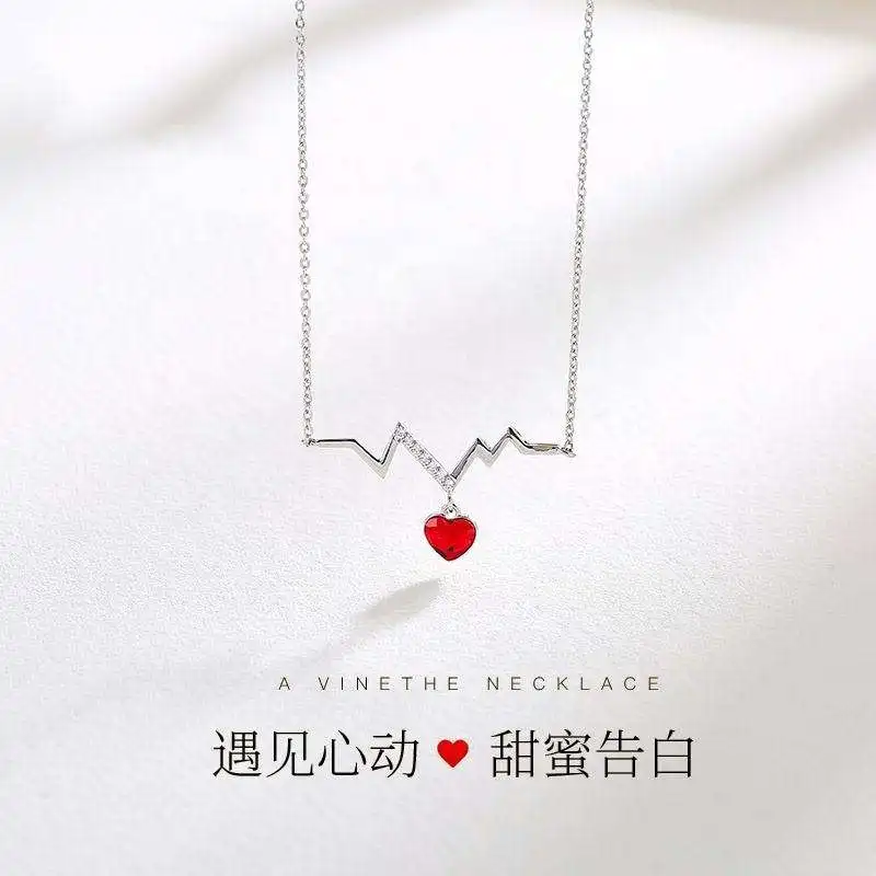 CDE YN0821 Fine Jewelry 925 Sterling Silver Crystal Necklace Factory Wholesale Rhodium Plated Women Heart Pendant Necklace