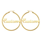 Jewelry Wholesale Round Big Hip Hop Fashion Stainless Steel Personalized Jewelry Custom Name Hoop Earrings