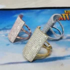 Silver Micro Pave CZ Punk Cave Cocktail Women Finger Ring 18K Vermeil Gold Jewelry