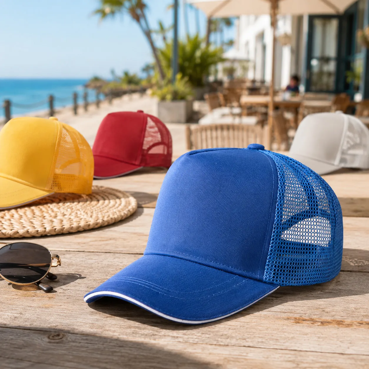Custom Multi Color 5 Panel Trucker Cap Adjustable Hook Loop Back Mesh 3D Embroidery Outdoor Sports Hat