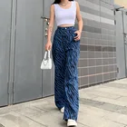 Cotton Jeans Fall/Winter Wide Leg Pants Ladies Blue Loose Cotton Pants High Waist Casual Jeans