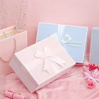 Wedding Favor Custom Printed Birthday Party Present Surprise Box Bowknot Wedding Favor Square Pink Gift Box With Ribbon