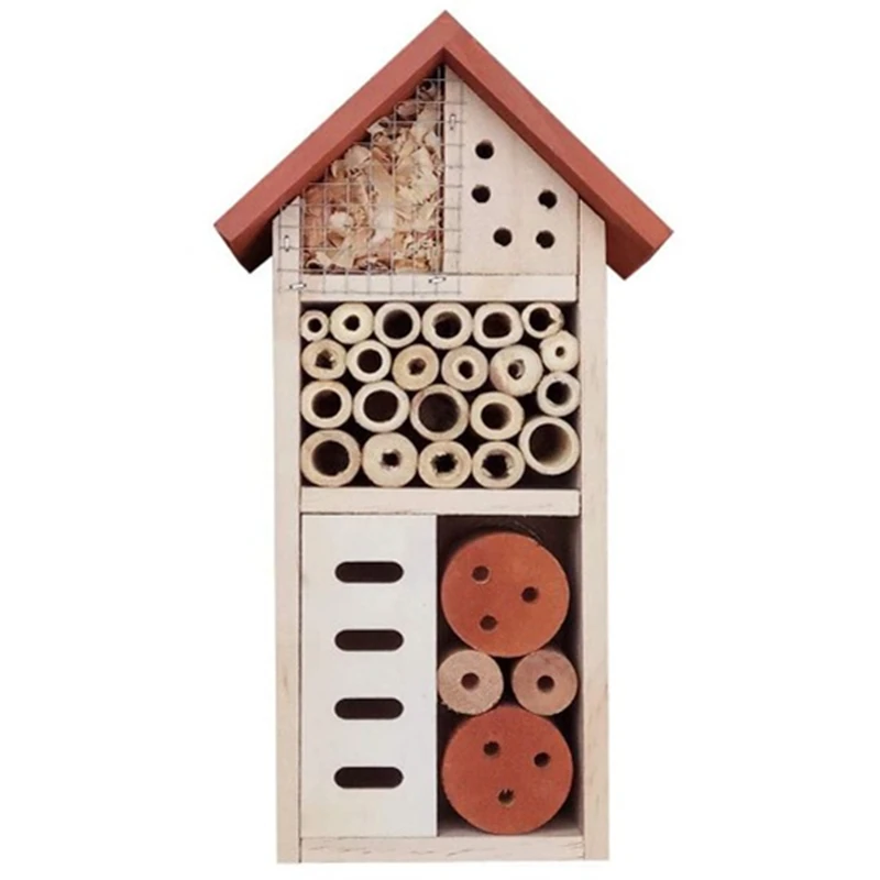 29 x 28 x 9 cm mariposas LOGEEYAR Hotel de insectos colgante de madera natural con techo de metal para abejas mariquitas escarabajos y otros insectos 