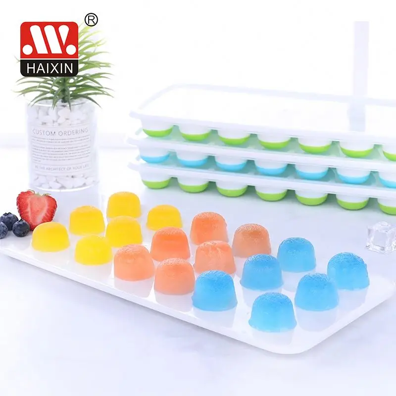 Easy pick out ice 21 Cavity Round Ice Cube tray  plastic Ice Tray with Lid