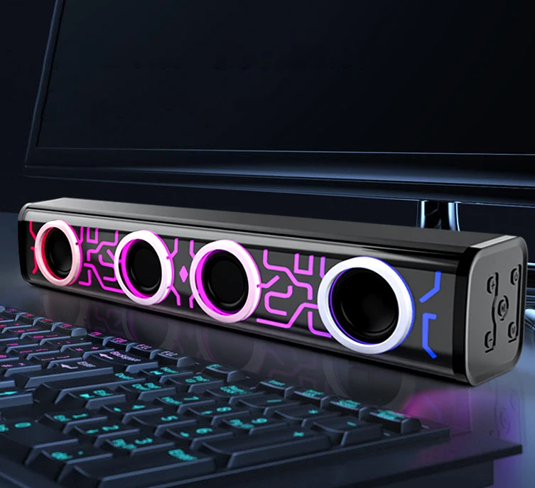 RGB Soundbar Speaker - Portable Bluetooth with LED Lights