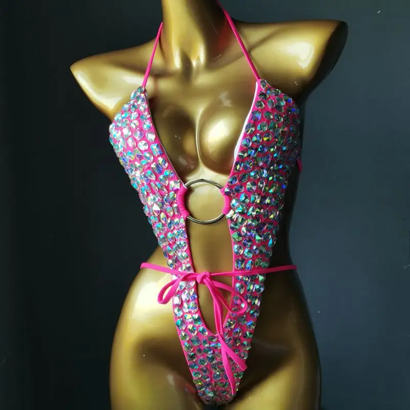 Custom Stick On Crystals Nightclub Swimsuit Bikini New Sexy High End