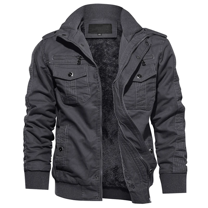 Wholesale High Quality Winter Polit Jackets Zipper Pockets Works Multi-pockets Coats Hiking Warm Cotton Cargo Jackets
