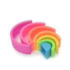 Baby Toy Price Toy 7 PCS Of Creative Silicone Building Blocks Stacked Rainbow Building Blocks Baby Silicone Toy
