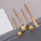 Plated Cutlery Wholesale Custom Stainless Steel Matt Polished Titanium Plated Gold Cutlery Set
