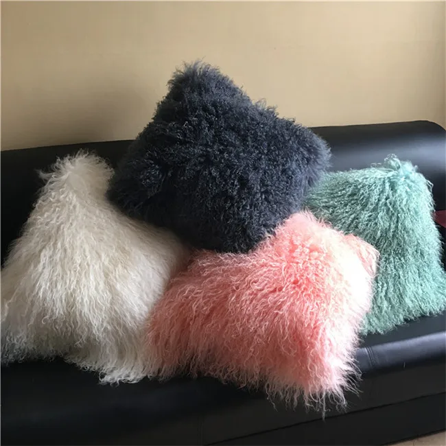 New Year lamb fur pillow Natural Colors