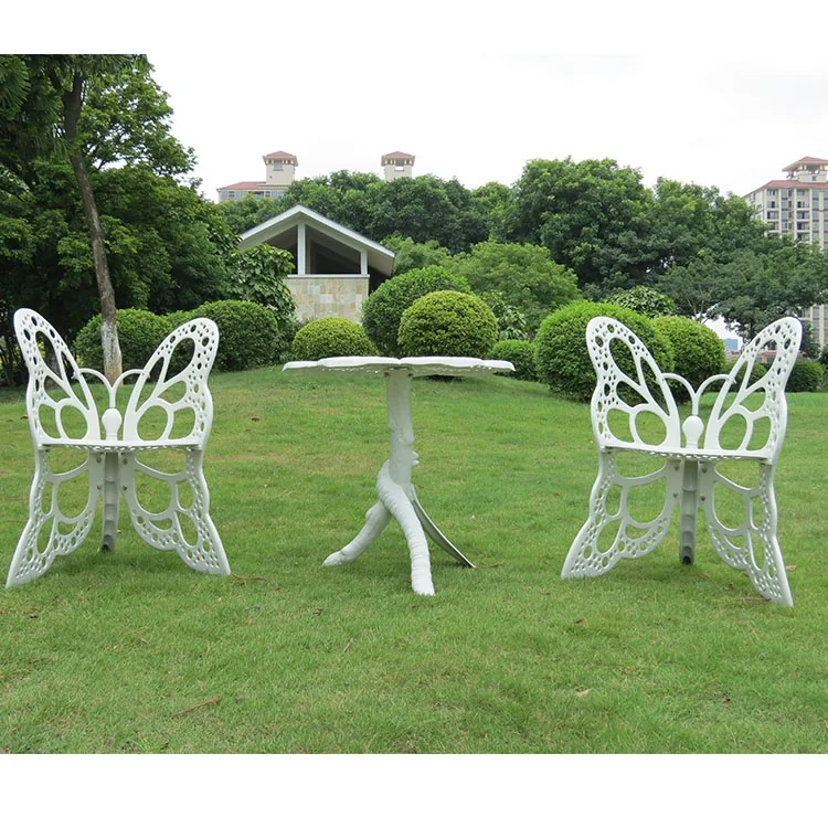 white butterfly metal chair