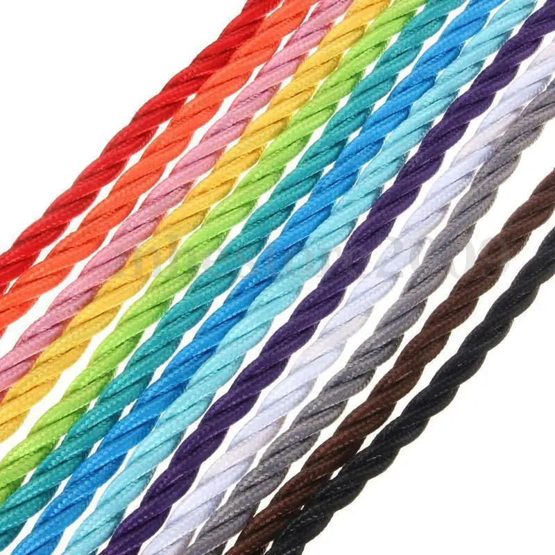 Braided Cloth Twisted Wire Flex 3Core 3Amp Double Insulated in Various Colours 