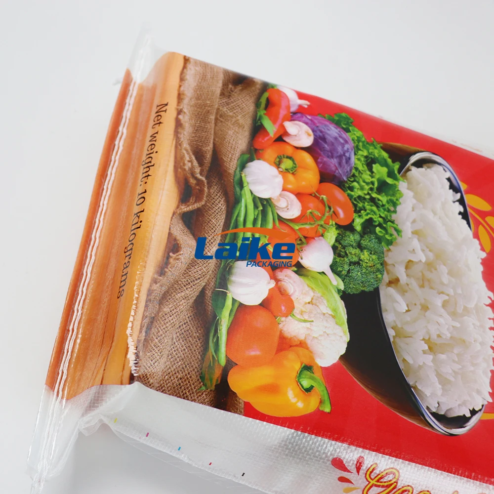 Custom Empty 5kg 10kg 25kg Bopp Laminated PP Woven Polyethylene Rice Packing Bag Sack Plastic Bags for Rice Packaging