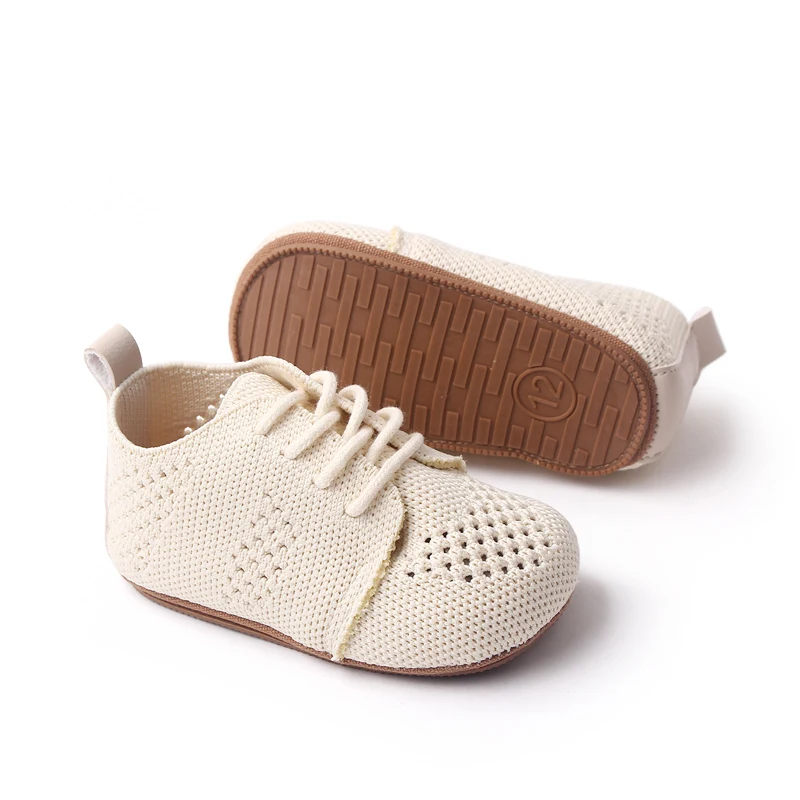 Spring and Autumn New Knitted Mesh Breathable Front Lace-up Soft Soled Baby Walking Shoes details