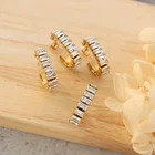 Cz Earrings Fashion Gold Plated Stainless Steel Iced Out Baguette Tennis CZ Crystal Stone Hoop Earrings Women