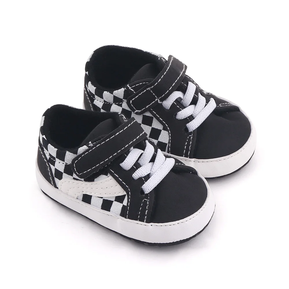 Baby Fashion Trend Black and White Color Contrast Leopard Print Baby Leisure Canvas Toddler Shoes manufacture