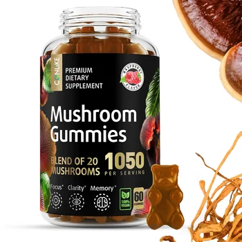 Mushroom Complex Gummies With Lion's Mane, Nootropic Brain Supplements for Memory & Focus