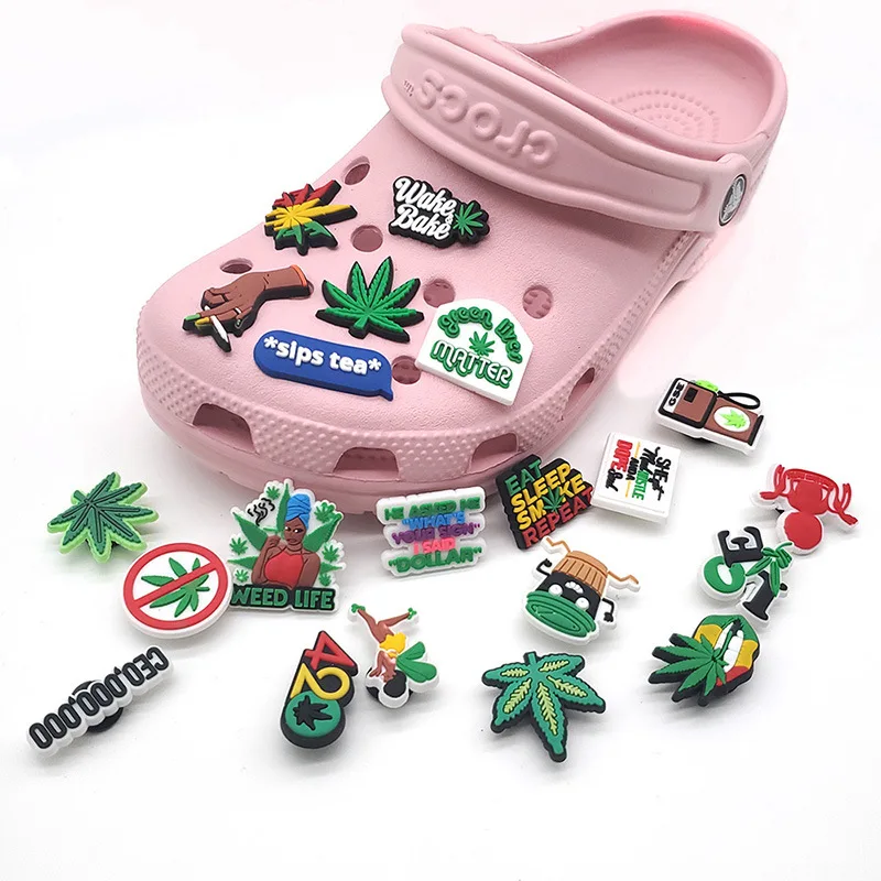 30pcs PVC Different Shape Shoe Charms for Croc Clog Shoes Decorations Wristband Bracelet Party Gifts,Multicoloured,Small Fixed design 