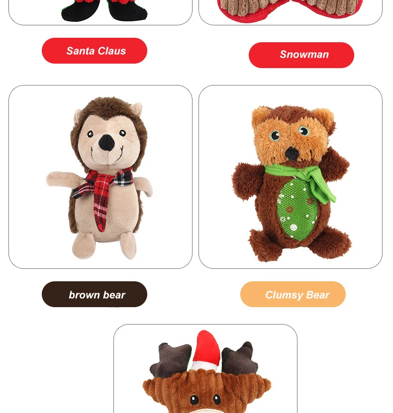 New Design Christmas Pet Toys Vocal Christmas Series Teeth Grinding Dog Squeak Toys Bite Cute Cartoon Interactive Dog Plush Toys factory