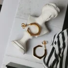 Earring C Shaped Geometric Plated 18K Gold Small Ear Hoop Titanium Steel Stud Earring Nuts