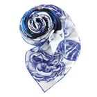 Silk Scarf Women Designer Scarf Luxury 90cm Blue Butterfly Square Bandana Women Twill Silk Scarf Digital Printed