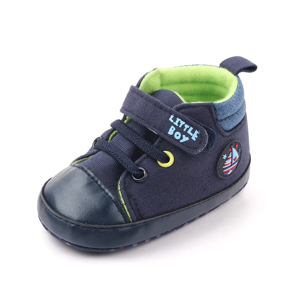 Cartoon Retro High Top Fashion Trend Alphabet Decorated Baby Canvas Toddler Shoes details