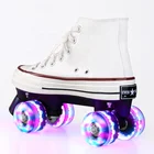 Roller Light Adult Men And Women Canvas Double Row Roller Skates Color Light Flashing Roller