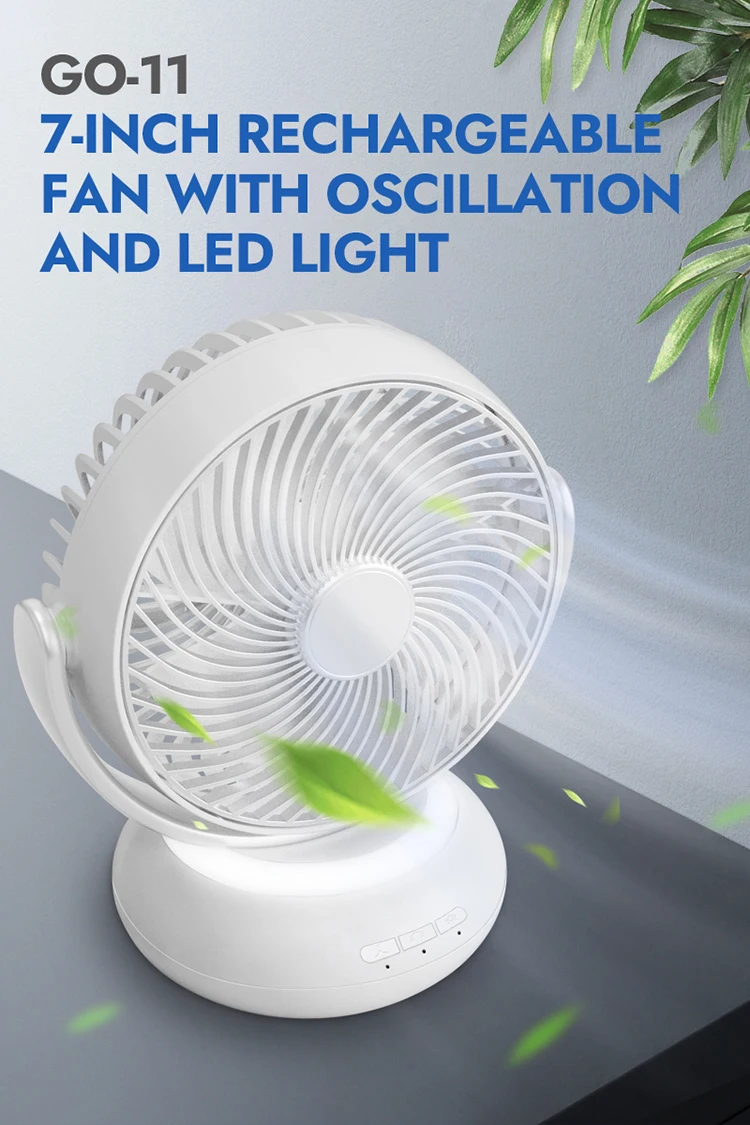 Oscillation Mini Desk Table Fan Rechargeable And Manually Operated For