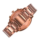 Watch Chronograph Red Sandalwood Case With Stainless Steel Band Rose Gold Luxury Wrist Watch
